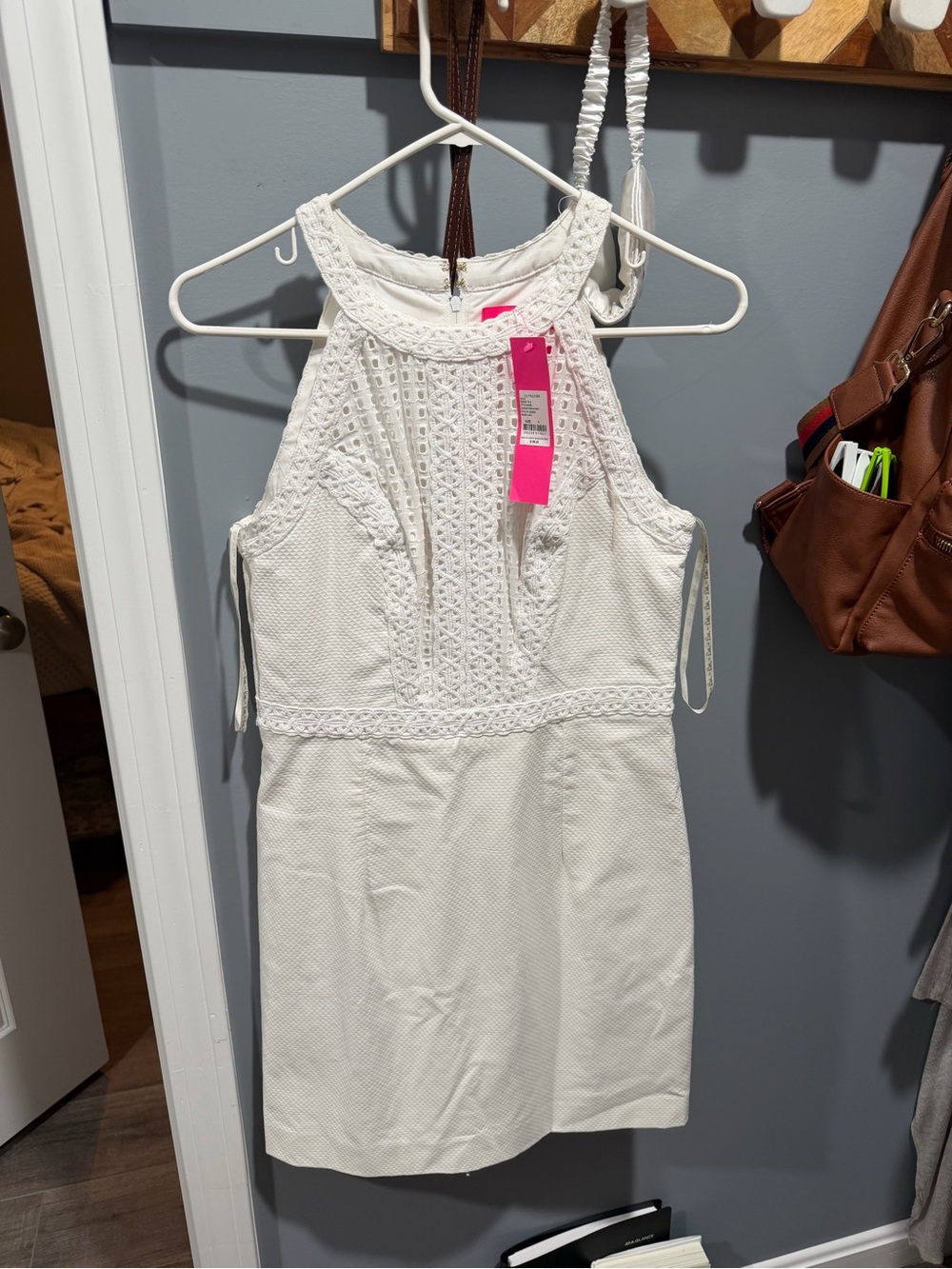 Lilly Pulitzer White Crochet Halter Dress with Braided Detail - Picture 1 of 4